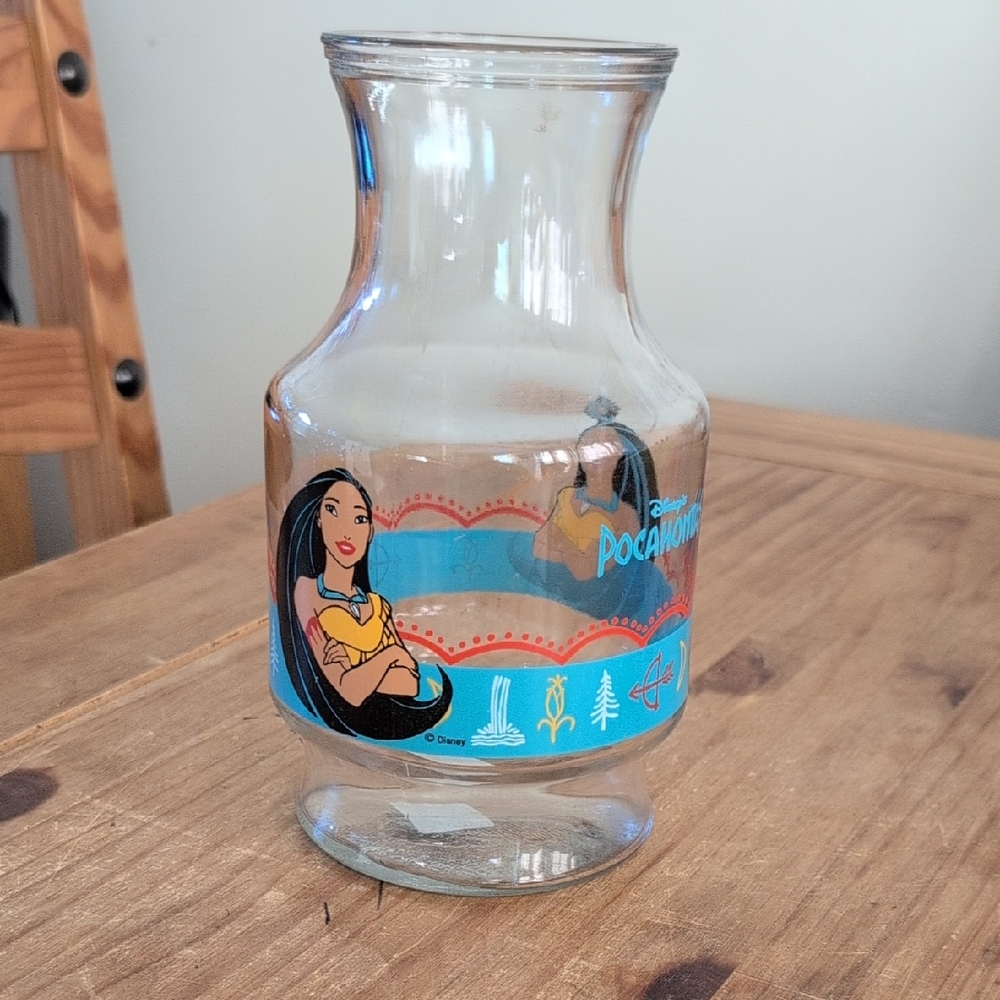 VINTAGE Disney Pocahontas Glass Juice Carafe, circa 1995
